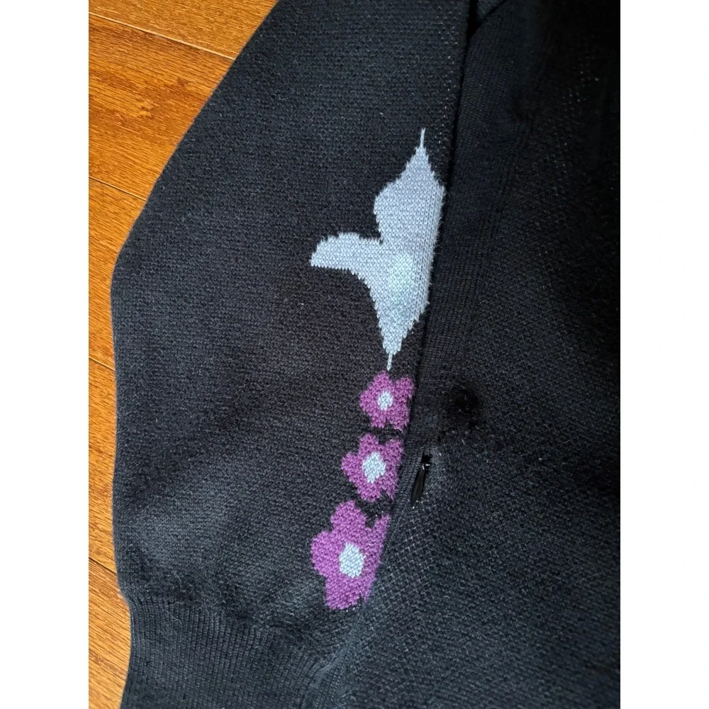 Athleta‎ Black White Purple 1/4 Zip Sweater